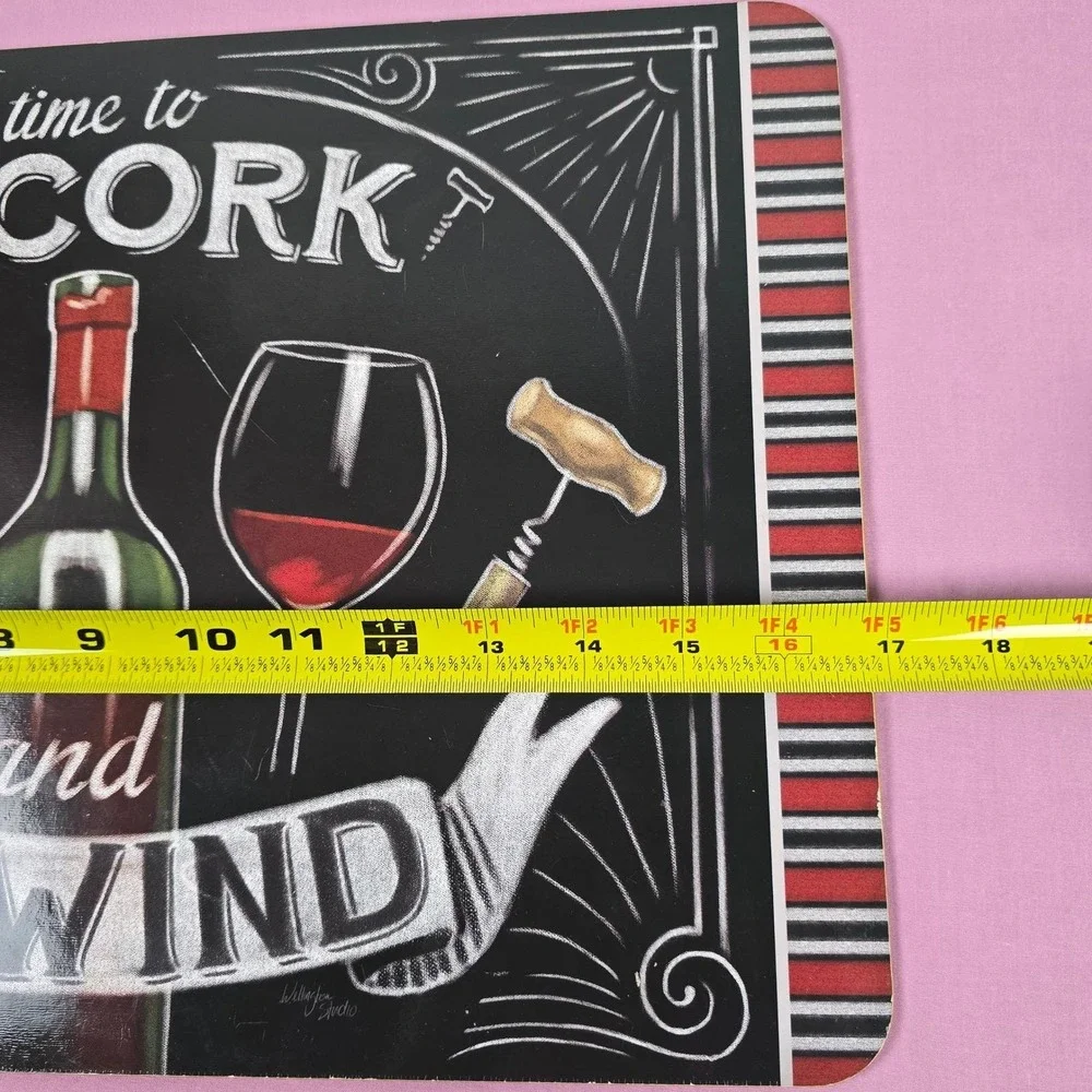 Wellington Studio Wine Placemats Set of 4 Cork Back Uncork and Unwind Chalkboard